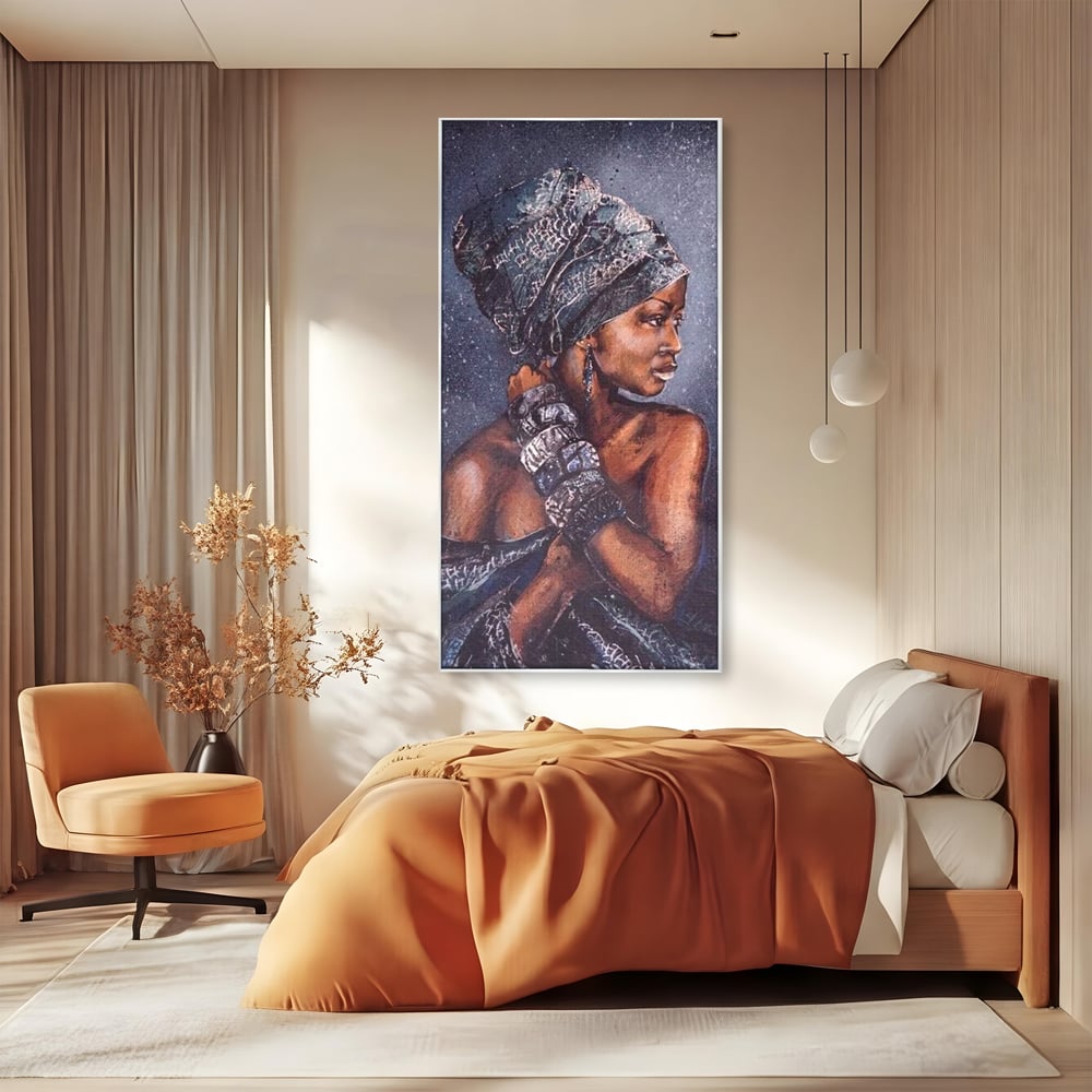Tablou Canvas Premium LuxCanva® G1060, Aura Femeii Africane , Regala, Eterna, Turban, Cultura, Noblete, Feminism, Identitate, Living, Dormitor