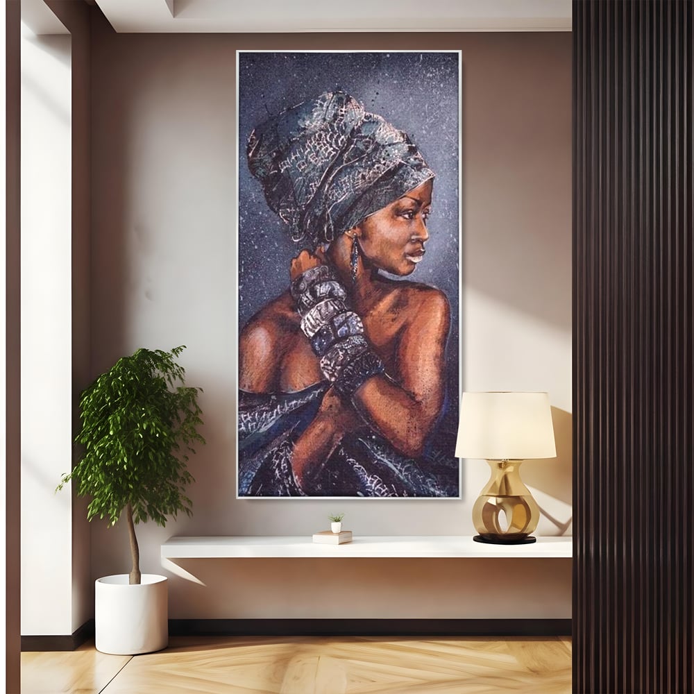 Tablou Canvas Premium LuxCanva® G1060, Aura Femeii Africane , Regala, Eterna, Turban, Cultura, Noblete, Feminism, Identitate, Living, Dormitor