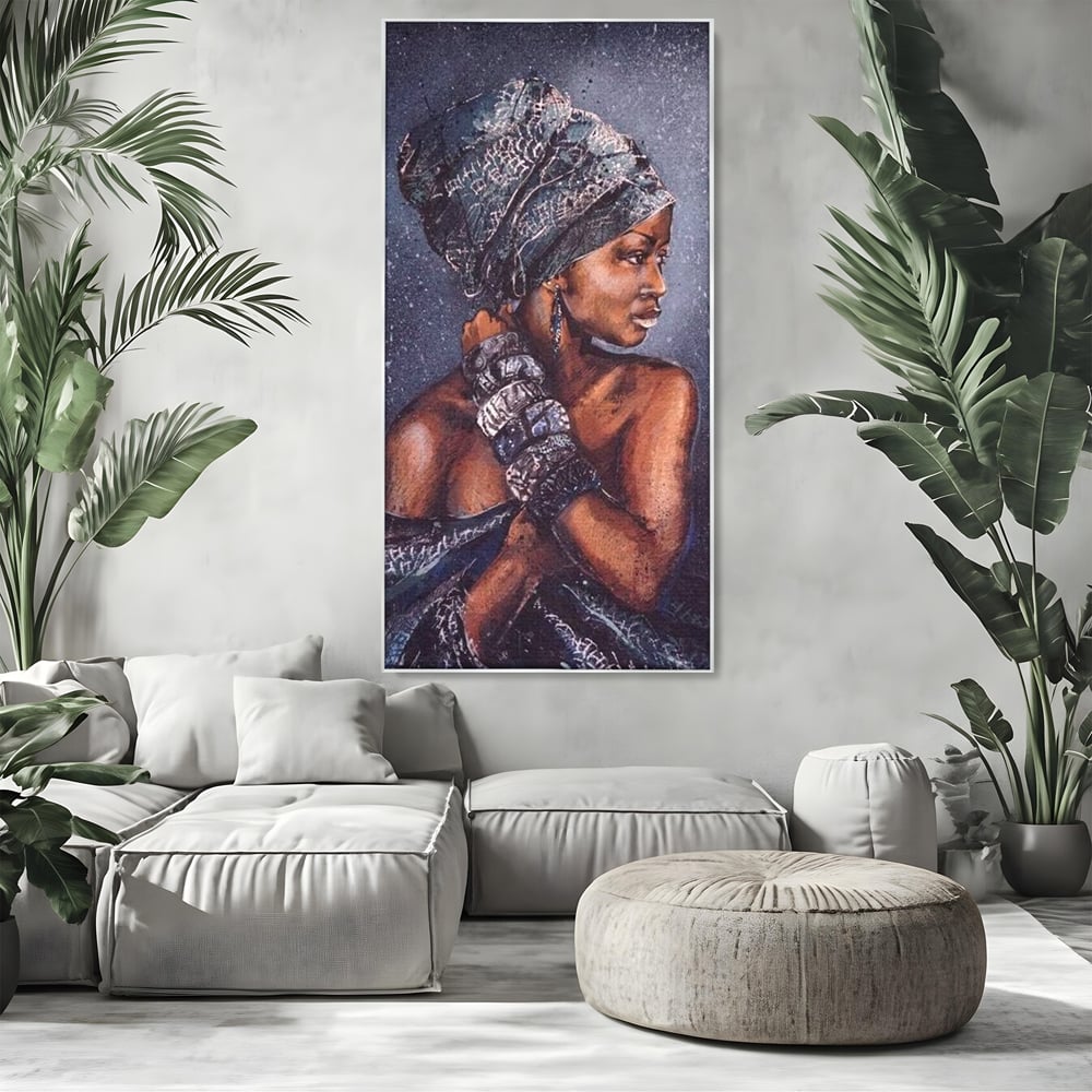 Tablou Canvas Premium LuxCanva® G1060, Aura Femeii Africane , Regala, Eterna, Turban, Cultura, Noblete, Feminism, Identitate, Living, Dormitor