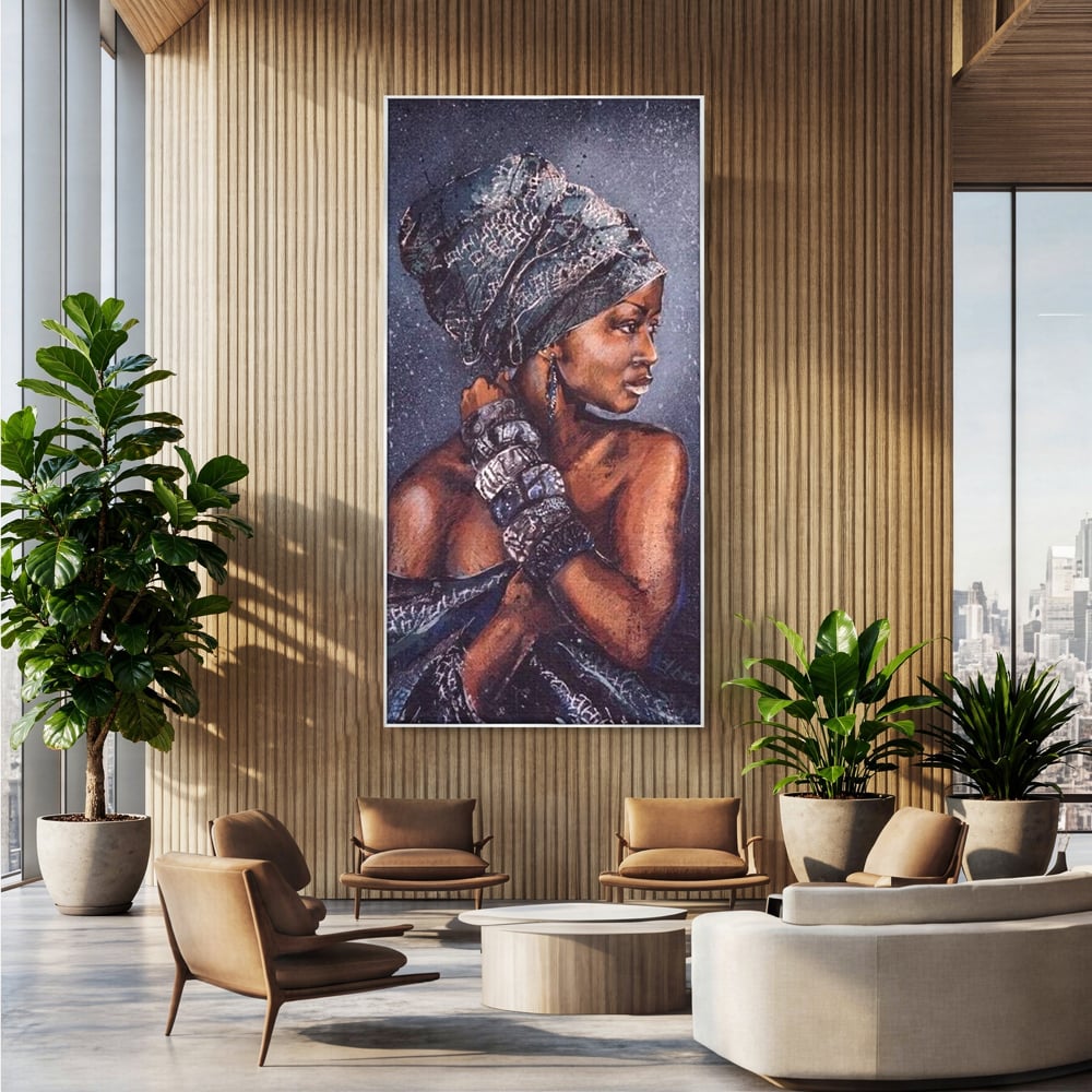 Tablou Canvas Premium LuxCanva® G1060, Aura Femeii Africane , Regala, Eterna, Turban, Cultura, Noblete, Feminism, Identitate, Living, Dormitor