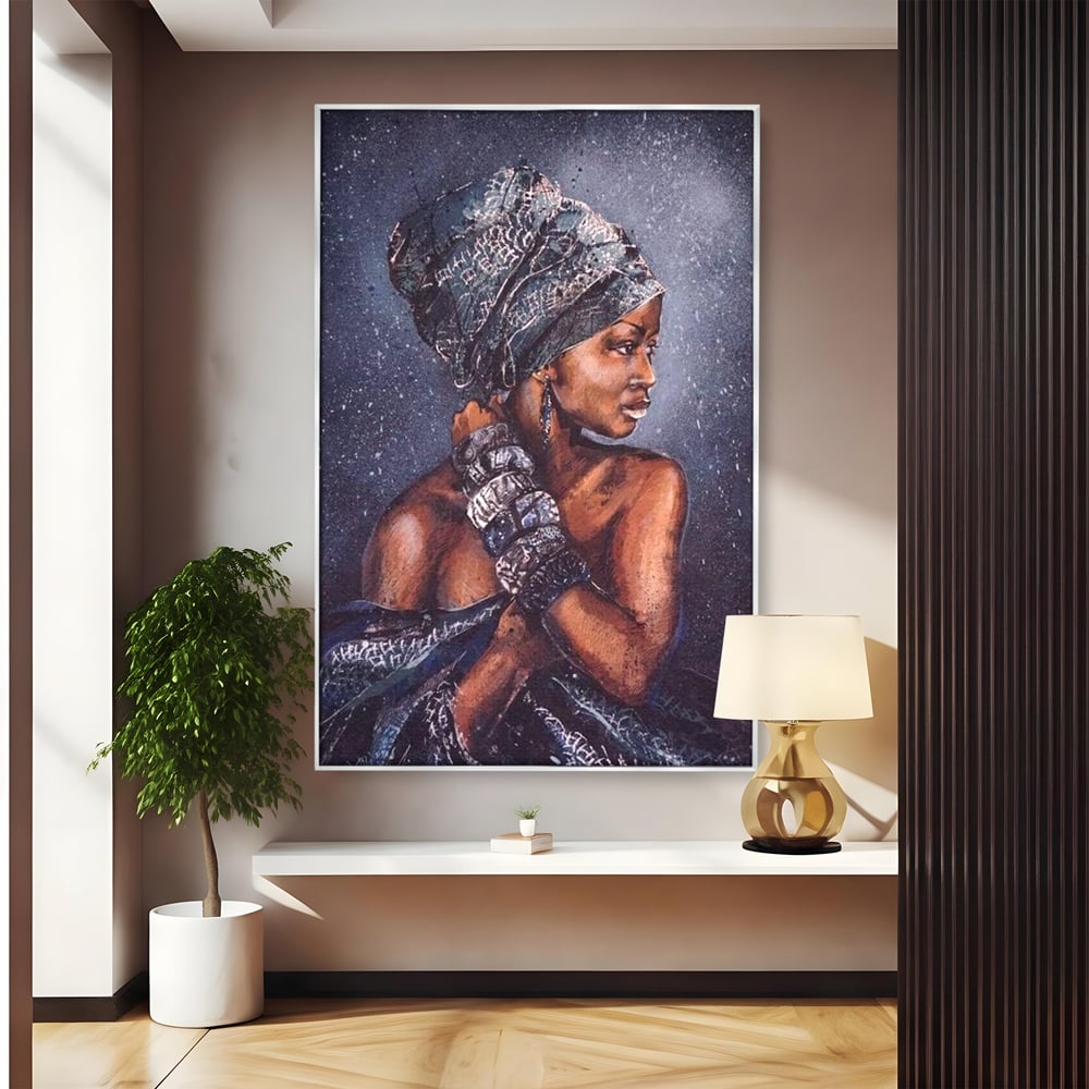 Tablou Canvas Premium LuxCanva® G1060, Aura Femeii Africane , Regala, Eterna, Turban, Cultura, Noblete, Feminism, Identitate, Living, Dormitor