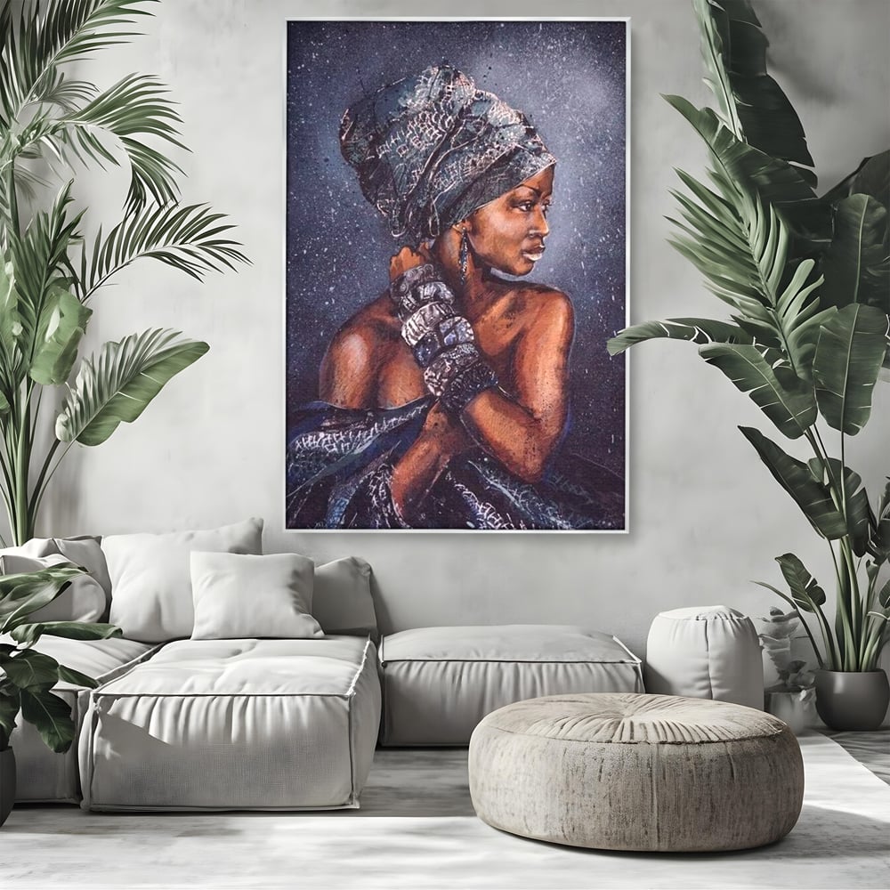 Tablou Canvas Premium LuxCanva® G1060, Aura Femeii Africane , Regala, Eterna, Turban, Cultura, Noblete, Feminism, Identitate, Living, Dormitor