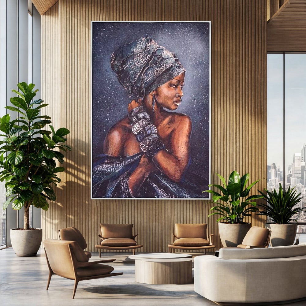 Tablou Canvas Premium LuxCanva® G1060, Aura Femeii Africane , Regala, Eterna, Turban, Cultura, Noblete, Feminism, Identitate, Living, Dormitor