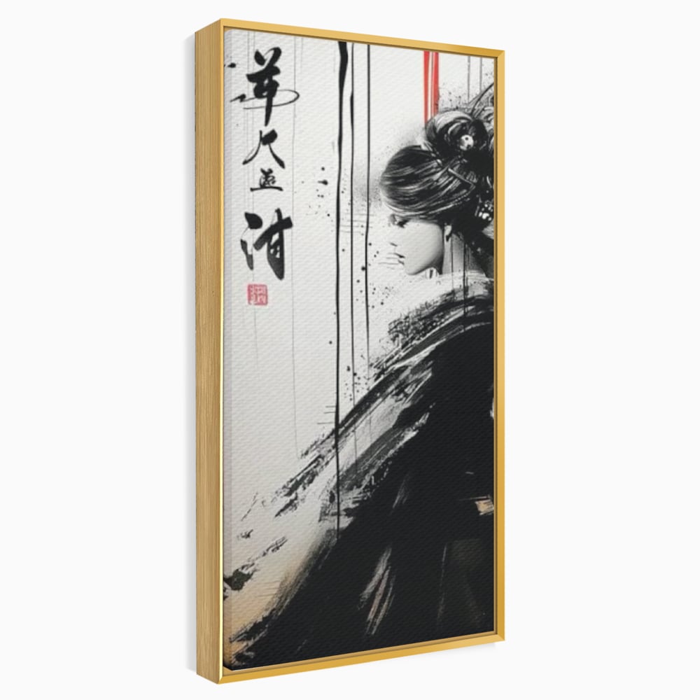 Tablou Canvas Premium LuxCanva® G1061, Aleasa Samuraului , Gheisa, Eterna, Litere, Japoneze, Tus, Negru, Sotie, Zen, Umbra, Living, Dormitor