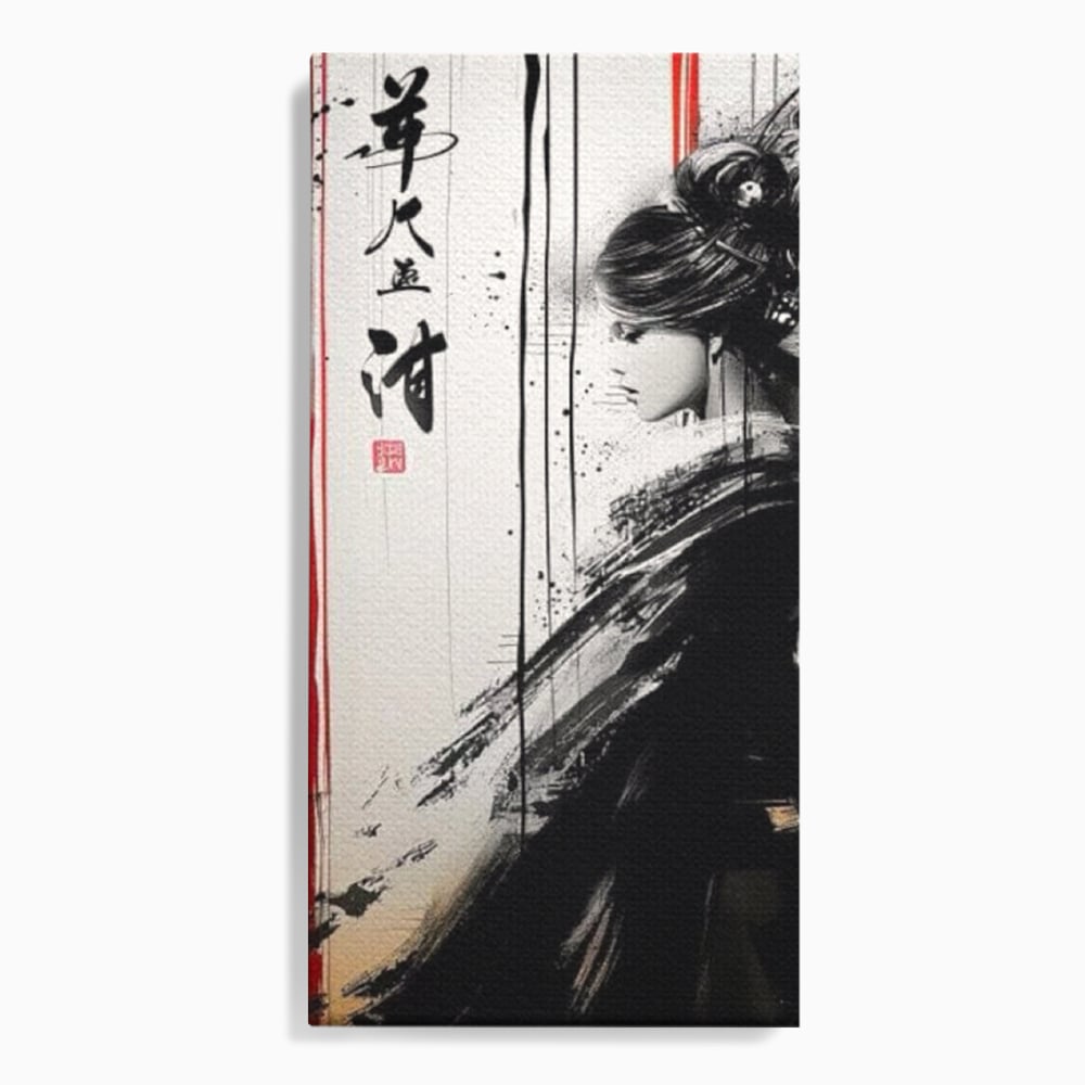 Tablou Canvas Premium LuxCanva® G1061, Aleasa Samuraului , Gheisa, Eterna, Litere, Japoneze, Tus, Negru, Sotie, Zen, Umbra, Living, Dormitor