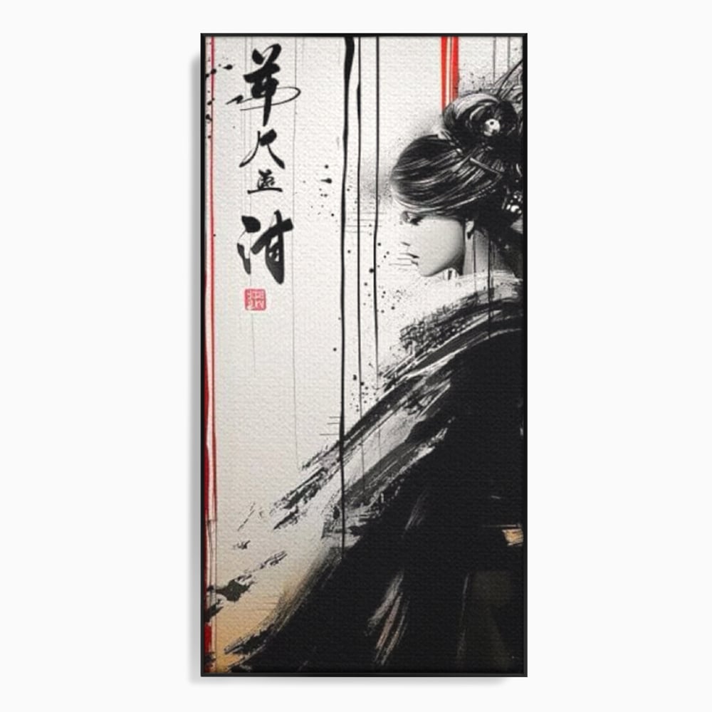 Tablou Canvas Premium LuxCanva® G1061, Aleasa Samuraului , Gheisa, Eterna, Litere, Japoneze, Tus, Negru, Sotie, Zen, Umbra, Living, Dormitor