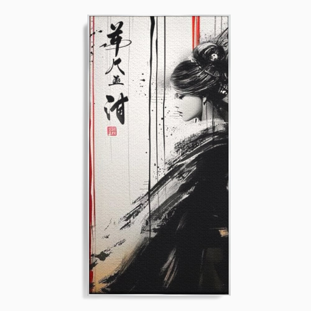 Tablou Canvas Premium LuxCanva® G1061, Aleasa Samuraului , Gheisa, Eterna, Litere, Japoneze, Tus, Negru, Sotie, Zen, Umbra, Living, Dormitor