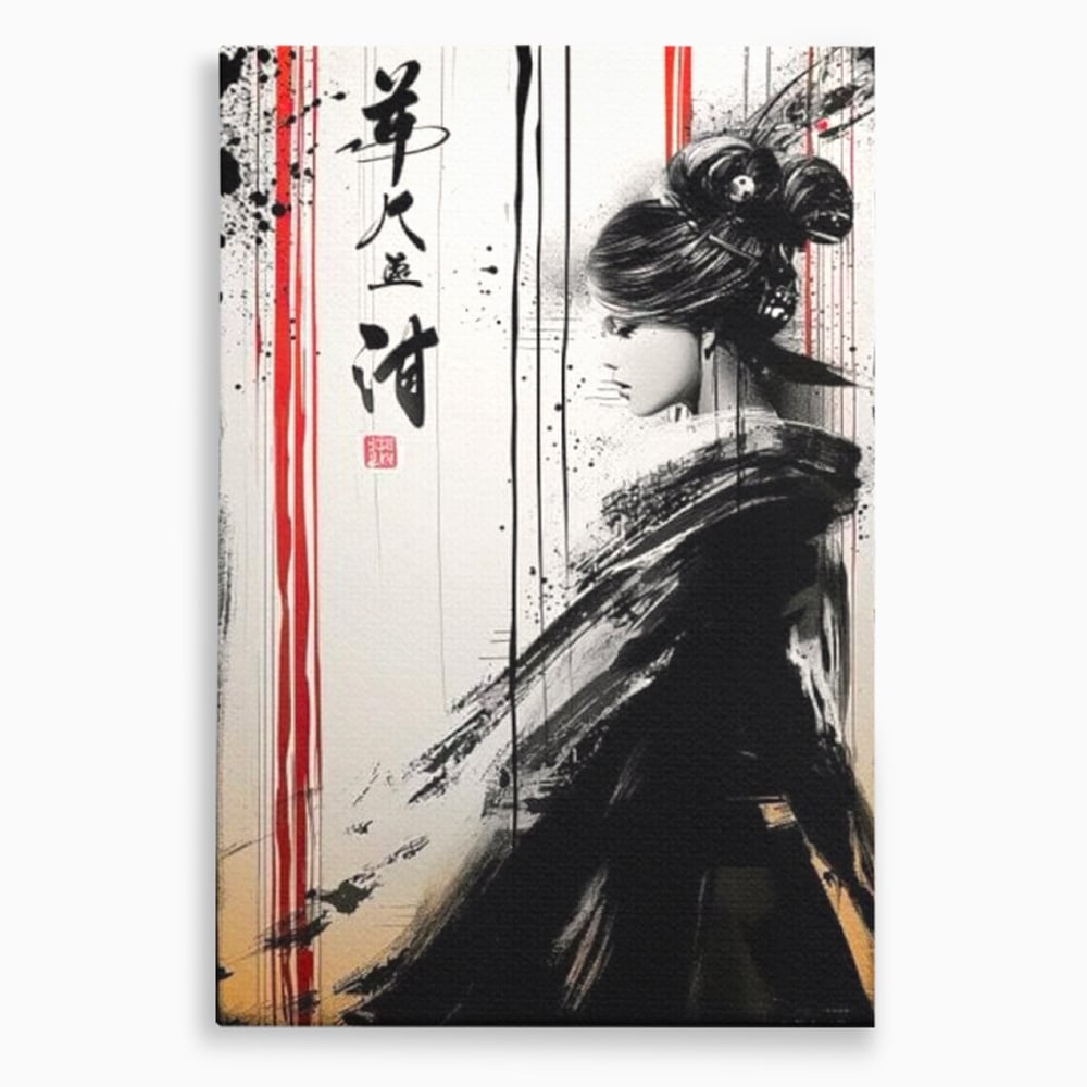 Tablou Canvas Premium LuxCanva® G1061, Aleasa Samuraului , Gheisa, Eterna, Litere, Japoneze, Tus, Negru, Sotie, Zen, Umbra, Living, Dormitor