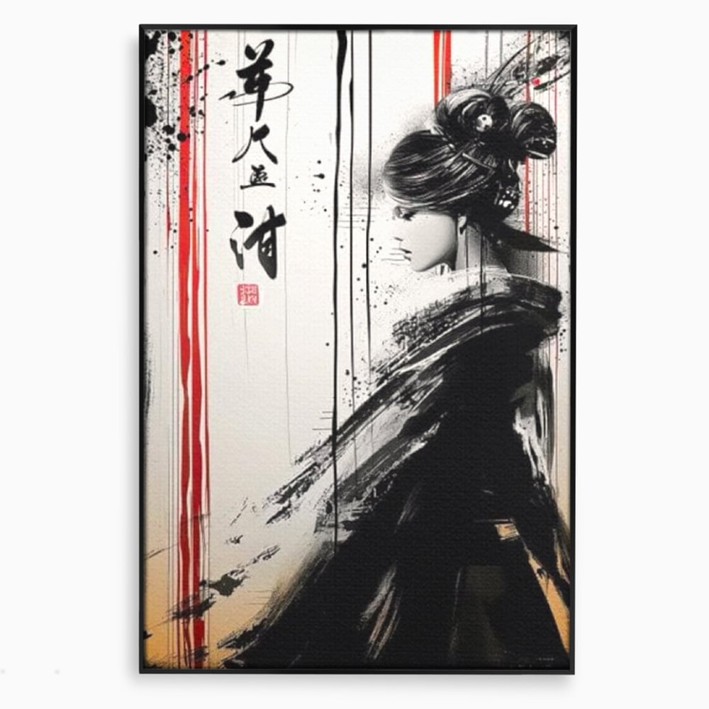 Tablou Canvas Premium LuxCanva® G1061, Aleasa Samuraului , Gheisa, Eterna, Litere, Japoneze, Tus, Negru, Sotie, Zen, Umbra, Living, Dormitor