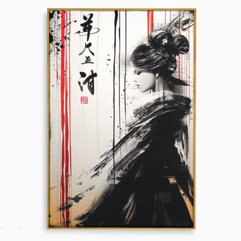 Tablou Canvas Premium LuxCanva® G1061, Aleasa Samuraului , Gheisa, Eterna, Litere, Japoneze, Tus, Negru, Sotie, Zen, Umbra, Living, Dormitor