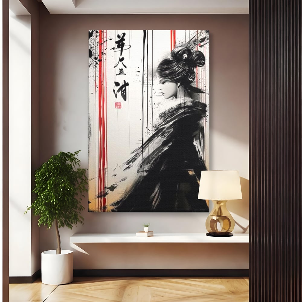 Tablou Canvas Premium LuxCanva® G1061, Aleasa Samuraului , Gheisa, Eterna, Litere, Japoneze, Tus, Negru, Sotie, Zen, Umbra, Living, Dormitor