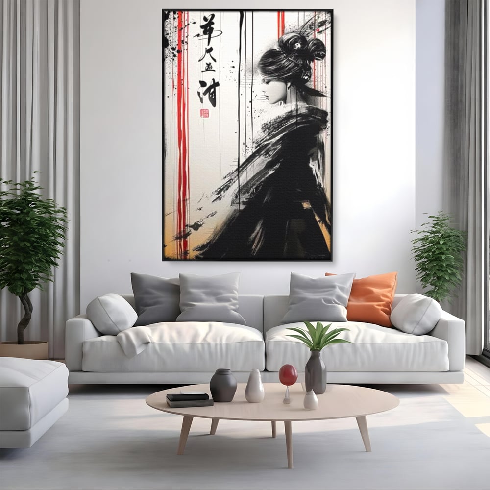 Tablou Canvas Premium LuxCanva® G1061, Aleasa Samuraului , Gheisa, Eterna, Litere, Japoneze, Tus, Negru, Sotie, Zen, Umbra, Living, Dormitor