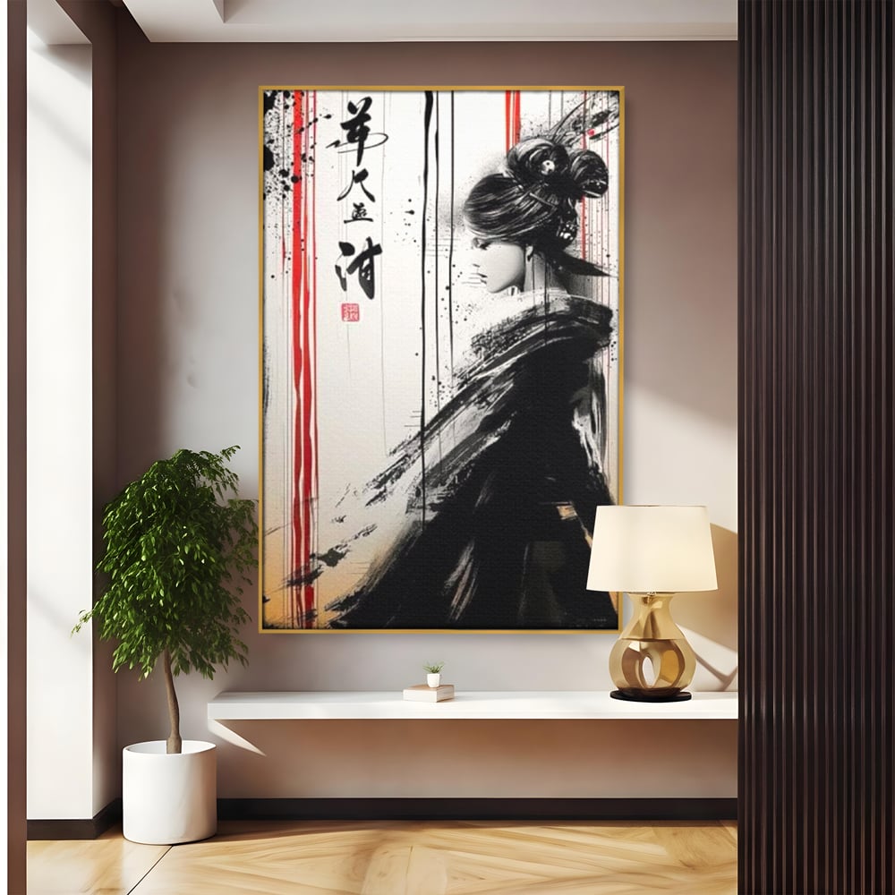 Tablou Canvas Premium LuxCanva® G1061, Aleasa Samuraului , Gheisa, Eterna, Litere, Japoneze, Tus, Negru, Sotie, Zen, Umbra, Living, Dormitor