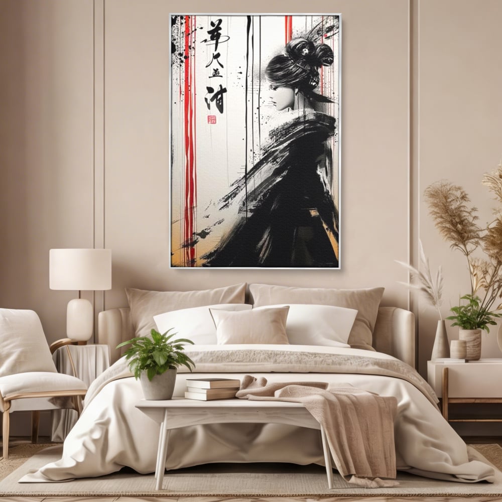 Tablou Canvas Premium LuxCanva® G1061, Aleasa Samuraului , Gheisa, Eterna, Litere, Japoneze, Tus, Negru, Sotie, Zen, Umbra, Living, Dormitor