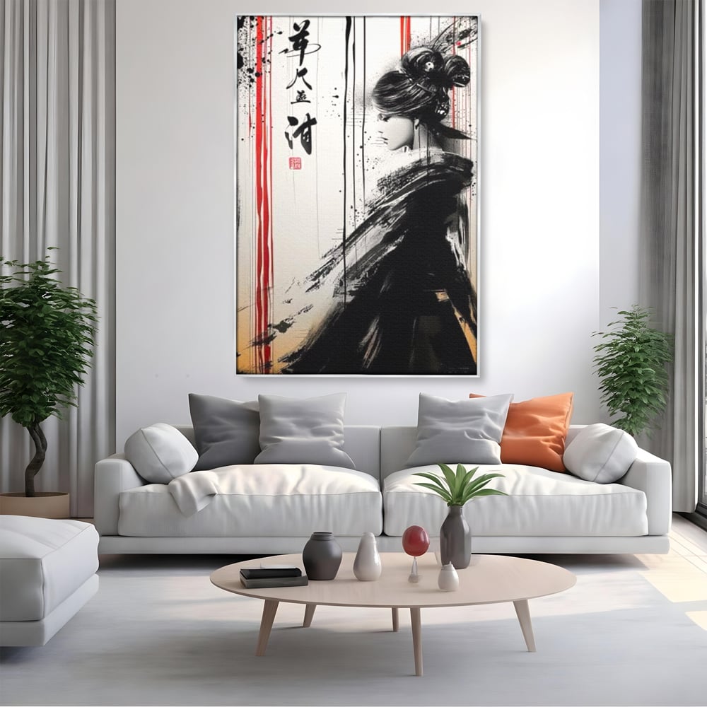 Tablou Canvas Premium LuxCanva® G1061, Aleasa Samuraului , Gheisa, Eterna, Litere, Japoneze, Tus, Negru, Sotie, Zen, Umbra, Living, Dormitor