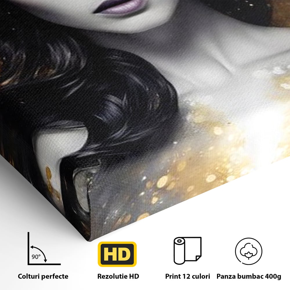 Tablou Canvas Premium LuxCanva® G1062, Un Chip de Inger , Aur, Timiditate, Luxury, Rafinament, Picaturi, Vernisaj, Glamour, Living, Dormitor