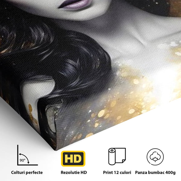 Tablou Canvas Premium LuxCanva® G1062, Un Chip de Inger , Aur, Timiditate, Luxury, Rafinament, Picaturi, Vernisaj, Glamour, Living, Dormitor
