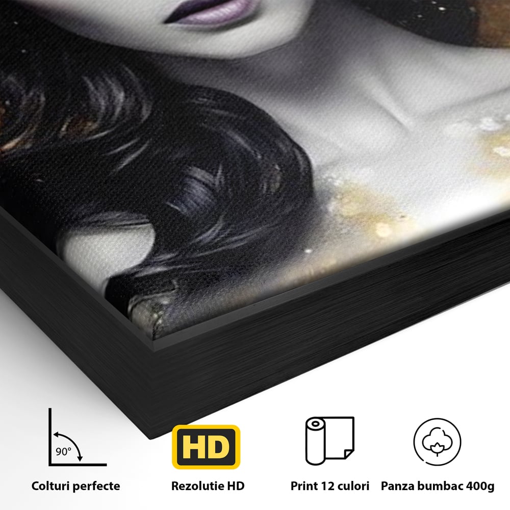 Tablou Canvas Premium LuxCanva® G1062, Un Chip de Inger , Aur, Timiditate, Luxury, Rafinament, Picaturi, Vernisaj, Glamour, Living, Dormitor