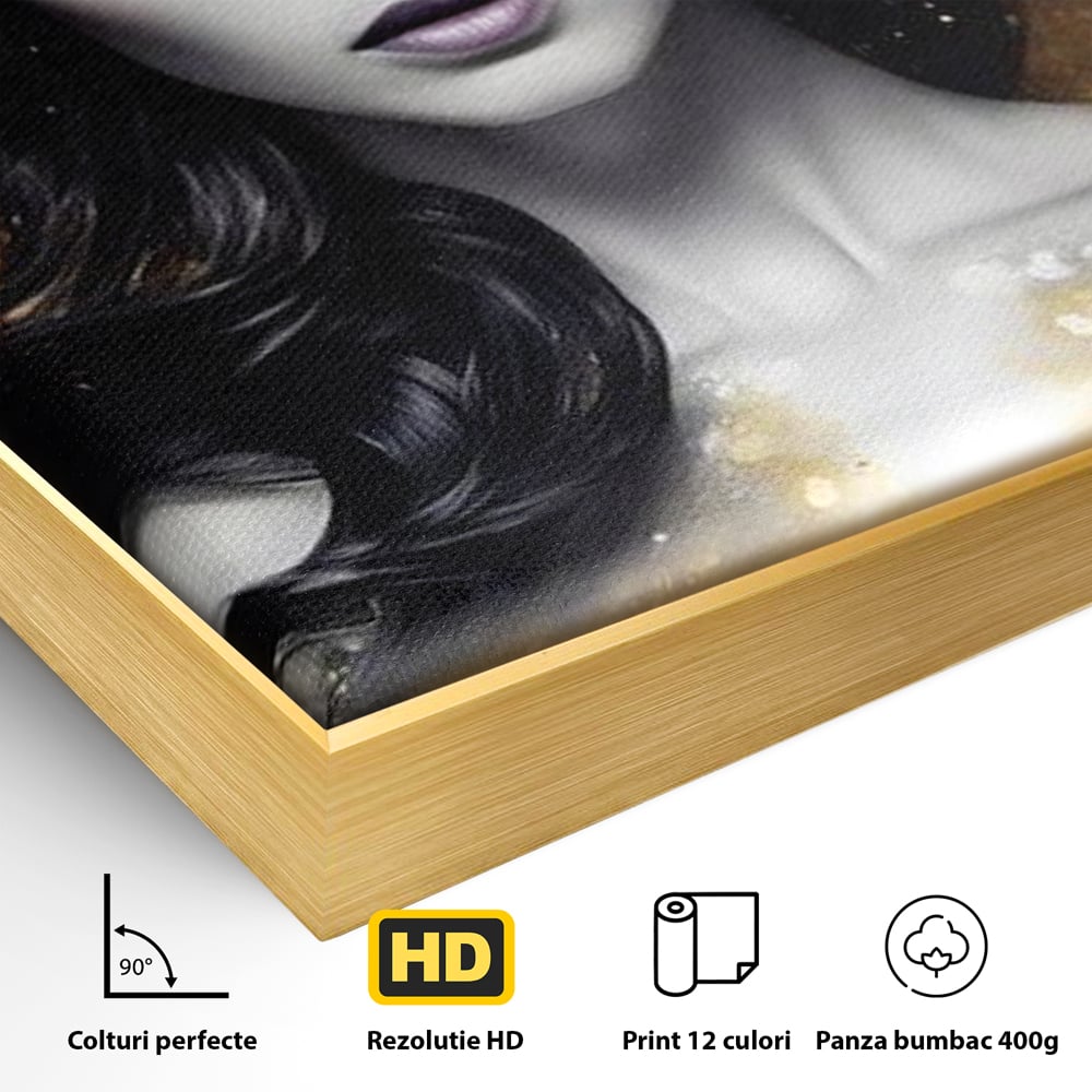 Tablou Canvas Premium LuxCanva® G1062, Un Chip de Inger , Aur, Timiditate, Luxury, Rafinament, Picaturi, Vernisaj, Glamour, Living, Dormitor