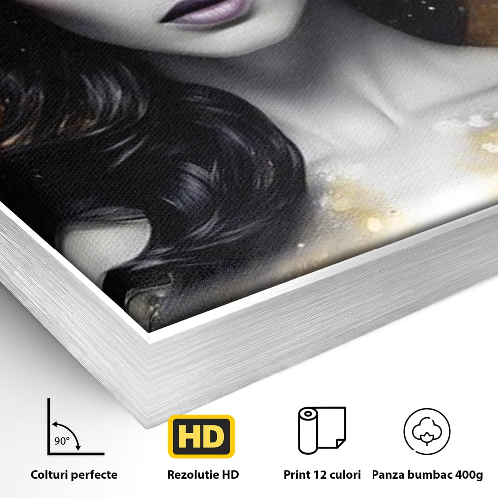 Tablou Canvas Premium LuxCanva® G1062, Un Chip de Inger , Aur, Timiditate, Luxury, Rafinament, Picaturi, Vernisaj, Glamour, Living, Dormitor