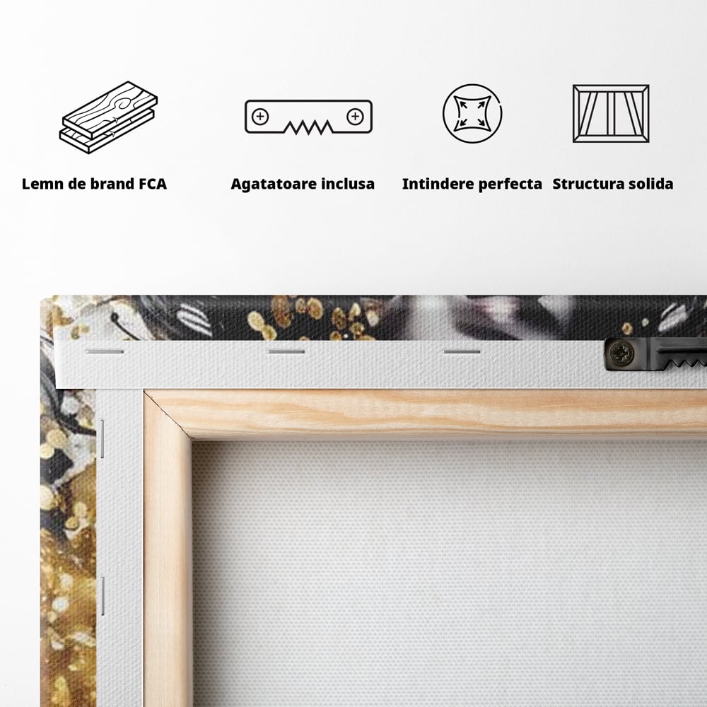 Tablou Canvas Premium LuxCanva® G1062, Un Chip de Inger , Aur, Timiditate, Luxury, Rafinament, Picaturi, Vernisaj, Glamour, Living, Dormitor