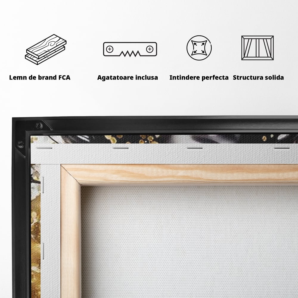 Tablou Canvas Premium LuxCanva® G1062, Un Chip de Inger , Aur, Timiditate, Luxury, Rafinament, Picaturi, Vernisaj, Glamour, Living, Dormitor