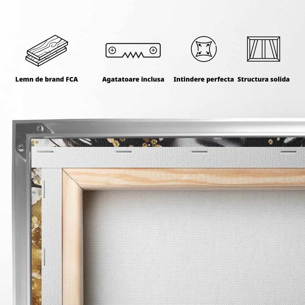 Tablou Canvas Premium LuxCanva® G1062, Un Chip de Inger , Aur, Timiditate, Luxury, Rafinament, Picaturi, Vernisaj, Glamour, Living, Dormitor