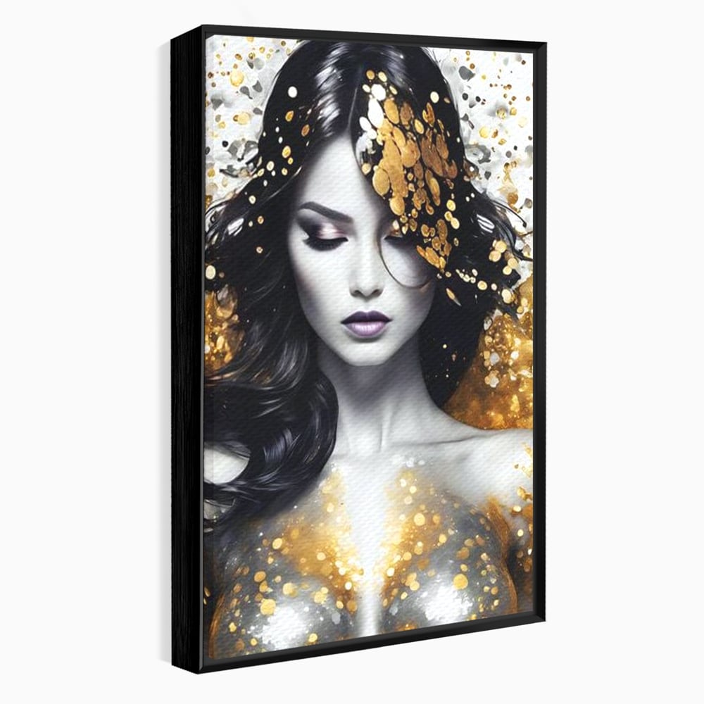 Tablou Canvas Premium LuxCanva® G1062, Un Chip de Inger , Aur, Timiditate, Luxury, Rafinament, Picaturi, Vernisaj, Glamour, Living, Dormitor