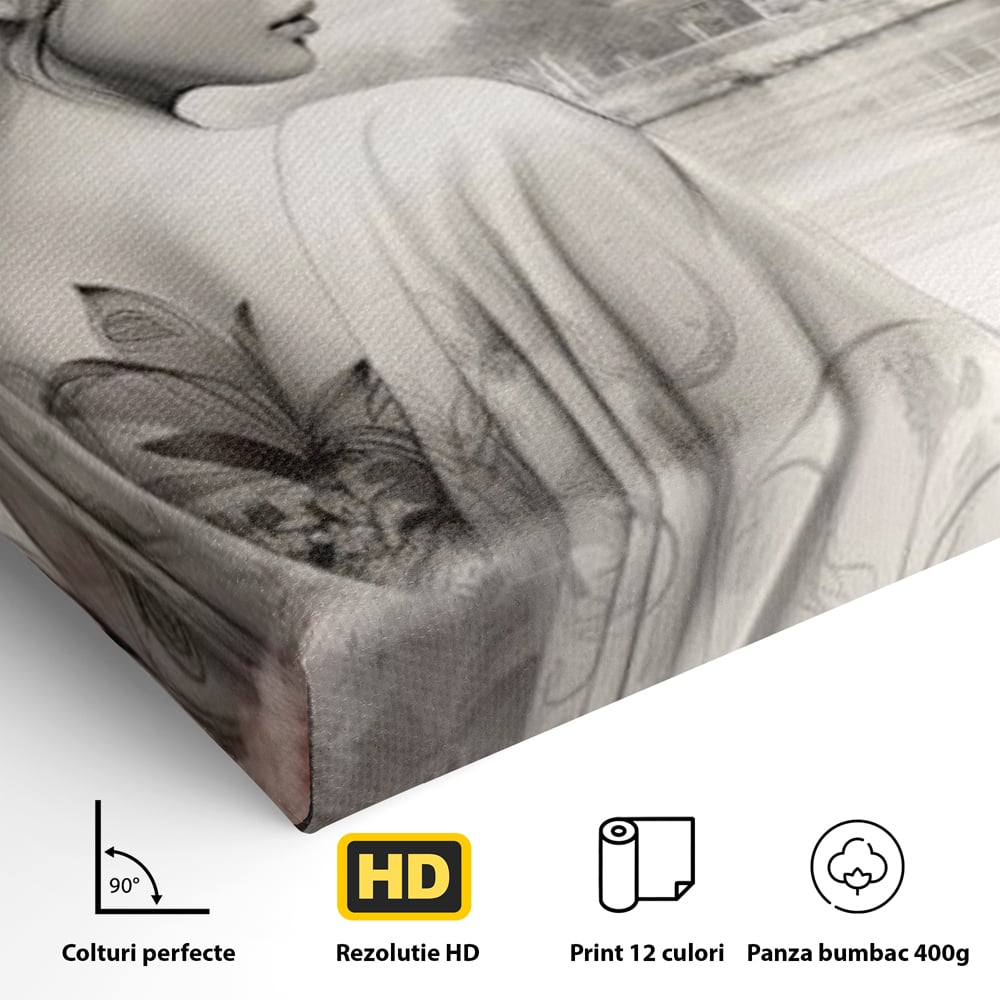 Tablou Canvas Premium LuxCanva® G1063, Memoriile Unei Gheise , Sakura, Tatuaj, Kyoto, Japonia, Frumusete, Trandafiri, Memorii, Living, Dormitor