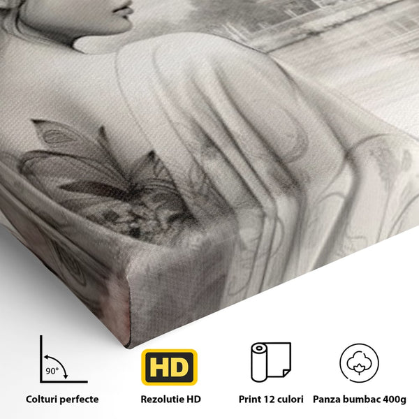 Tablou Canvas Premium LuxCanva® G1063, Memoriile Unei Gheise , Sakura, Tatuaj, Kyoto, Japonia, Frumusete, Trandafiri, Memorii, Living, Dormitor
