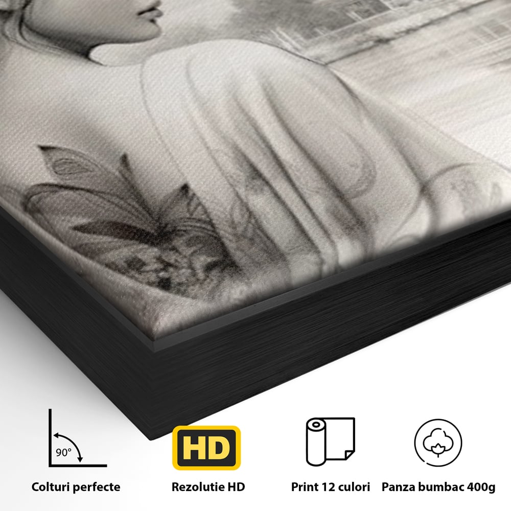 Tablou Canvas Premium LuxCanva® G1063, Memoriile Unei Gheise , Sakura, Tatuaj, Kyoto, Japonia, Frumusete, Trandafiri, Memorii, Living, Dormitor