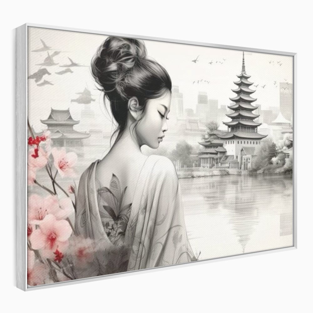 Tablou Canvas Premium LuxCanva® G1063, Memoriile Unei Gheise , Sakura, Tatuaj, Kyoto, Japonia, Frumusete, Trandafiri, Memorii, Living, Dormitor