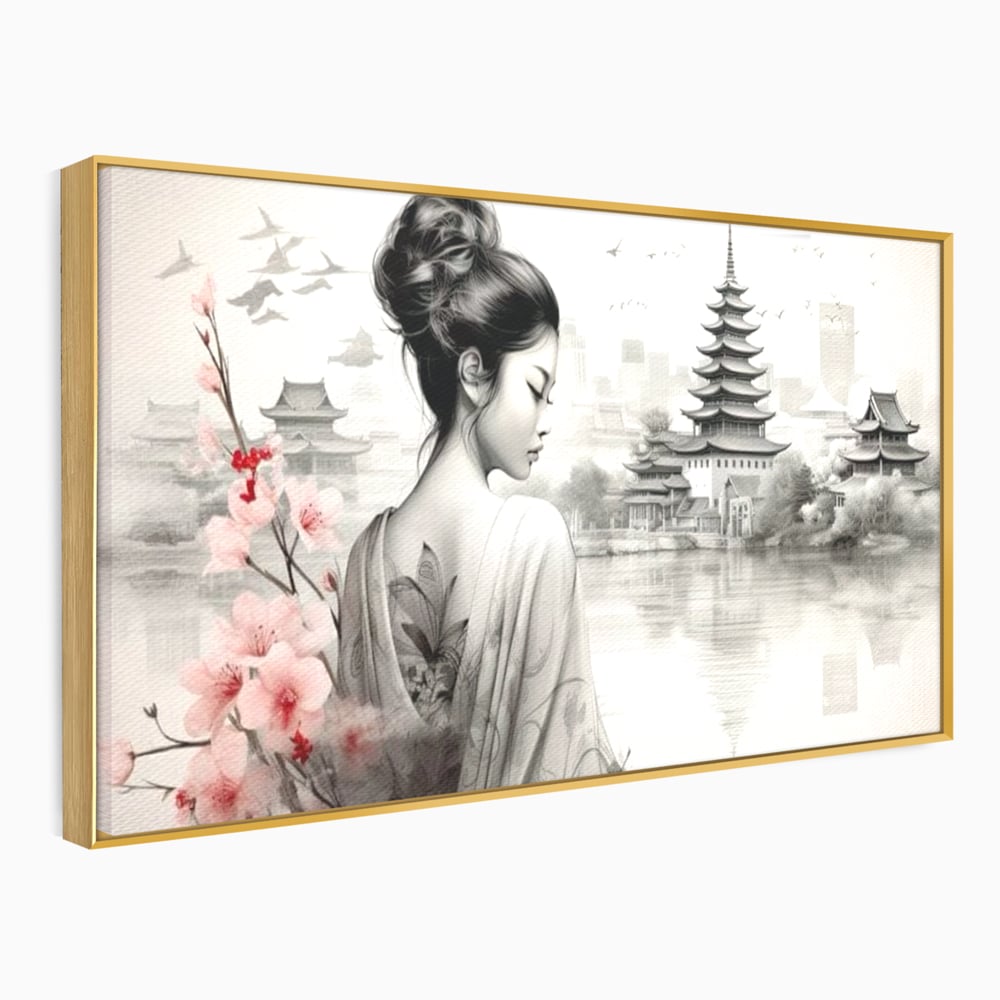 Tablou Canvas Premium LuxCanva® G1063, Memoriile Unei Gheise , Sakura, Tatuaj, Kyoto, Japonia, Frumusete, Trandafiri, Memorii, Living, Dormitor
