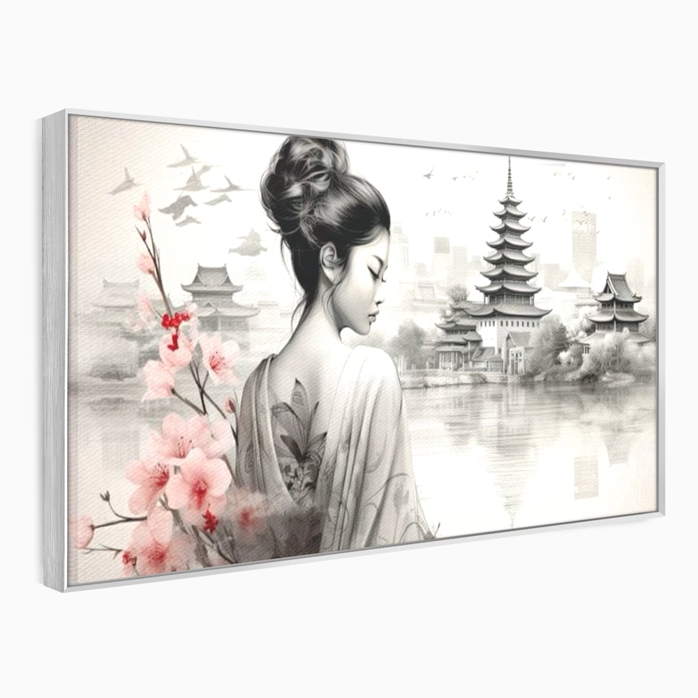 Tablou Canvas Premium LuxCanva® G1063, Memoriile Unei Gheise , Sakura, Tatuaj, Kyoto, Japonia, Frumusete, Trandafiri, Memorii, Living, Dormitor