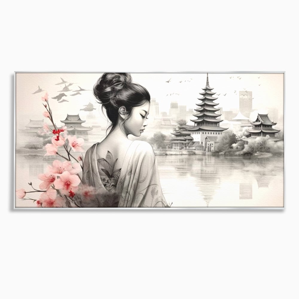 Tablou Canvas Premium LuxCanva® G1063, Memoriile Unei Gheise , Sakura, Tatuaj, Kyoto, Japonia, Frumusete, Trandafiri, Memorii, Living, Dormitor