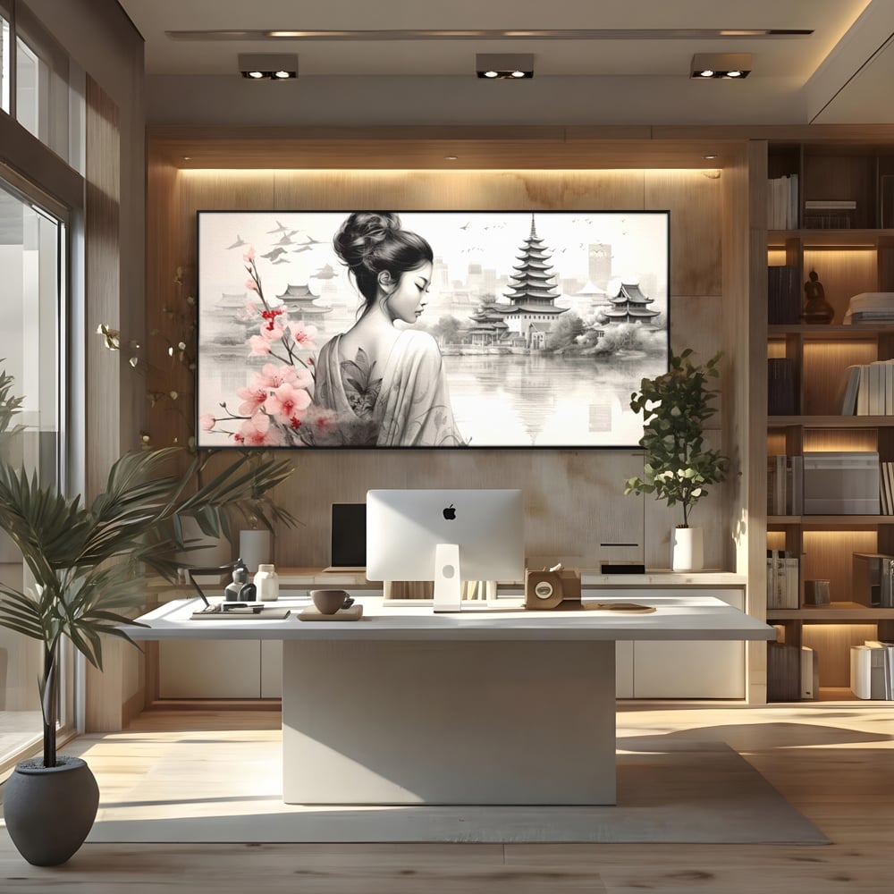 Tablou Canvas Premium LuxCanva® G1063, Memoriile Unei Gheise , Sakura, Tatuaj, Kyoto, Japonia, Frumusete, Trandafiri, Memorii, Living, Dormitor
