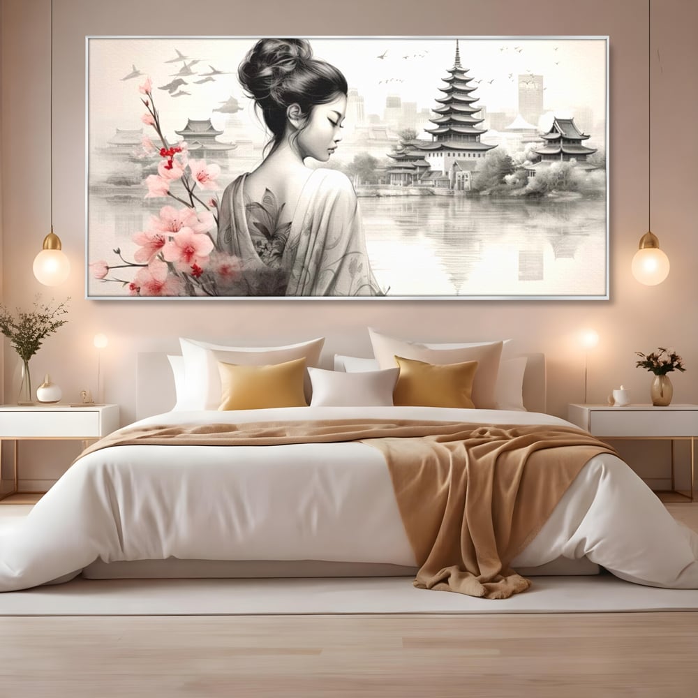 Tablou Canvas Premium LuxCanva® G1063, Memoriile Unei Gheise , Sakura, Tatuaj, Kyoto, Japonia, Frumusete, Trandafiri, Memorii, Living, Dormitor