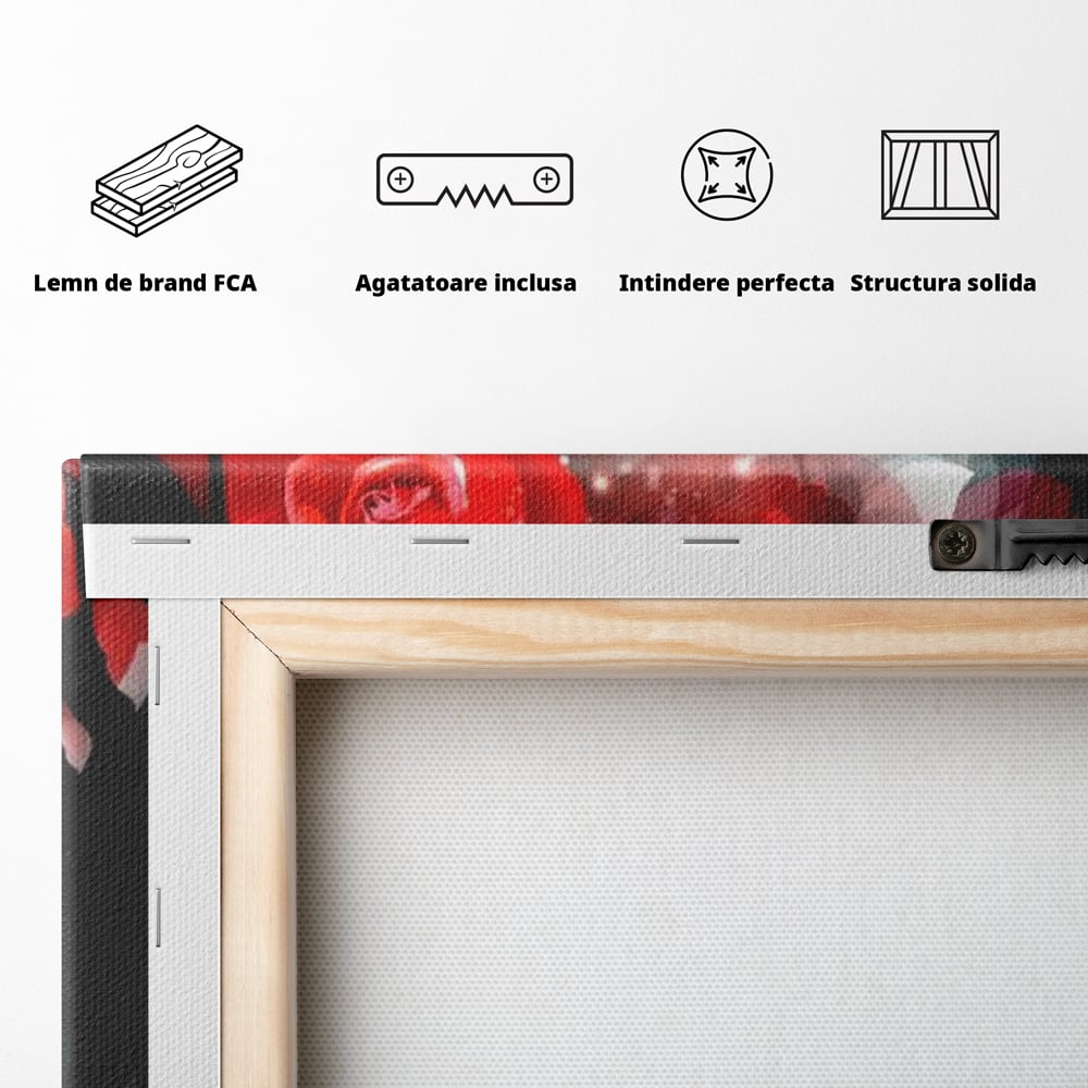 Tablou Canvas Premium LuxCanva® G1072, Taina Petalelor , Pictura, Trandafiri, Rosii, Mistic, Flori, Machiaj, Privire, Magie, Salon, Beauty, Living, Dormitor