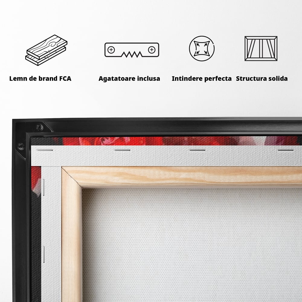 Tablou Canvas Premium LuxCanva® G1072, Taina Petalelor , Pictura, Trandafiri, Rosii, Mistic, Flori, Machiaj, Privire, Magie, Salon, Beauty, Living, Dormitor