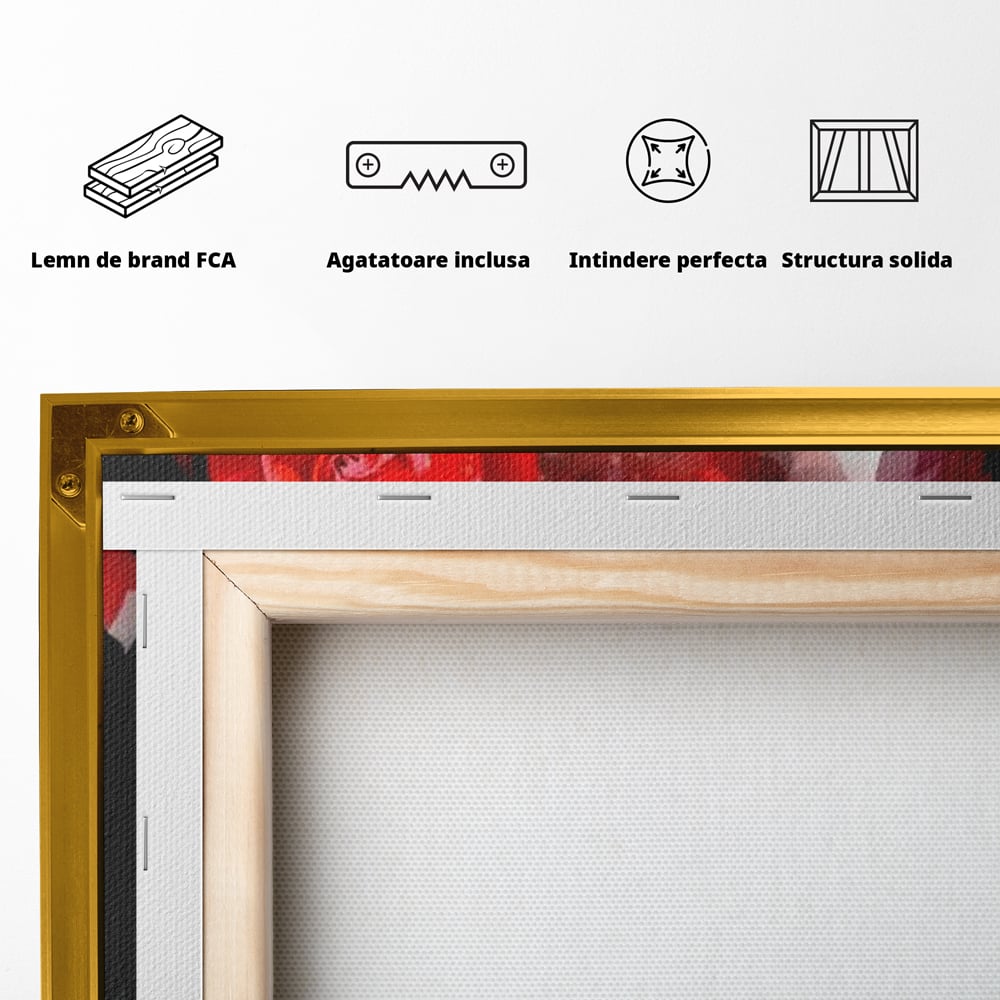 Tablou Canvas Premium LuxCanva® G1072, Taina Petalelor , Pictura, Trandafiri, Rosii, Mistic, Flori, Machiaj, Privire, Magie, Salon, Beauty, Living, Dormitor