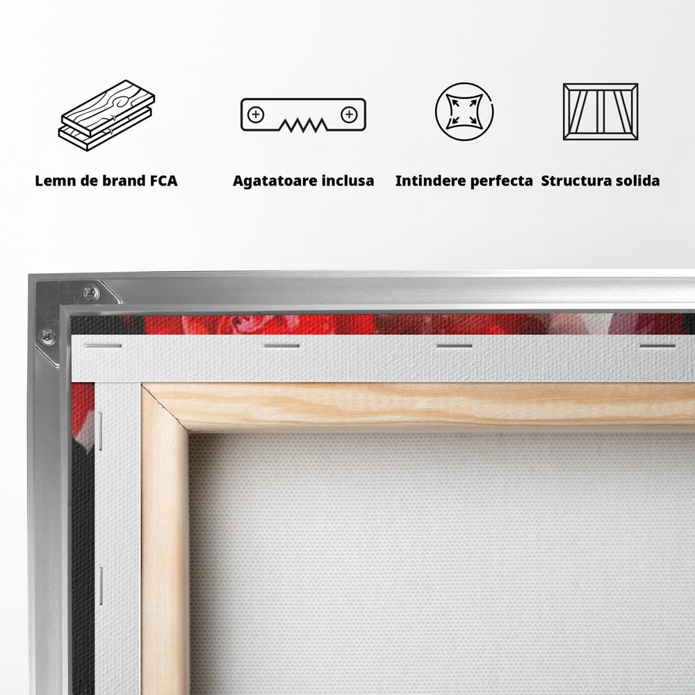 Tablou Canvas Premium LuxCanva® G1072, Taina Petalelor , Pictura, Trandafiri, Rosii, Mistic, Flori, Machiaj, Privire, Magie, Salon, Beauty, Living, Dormitor