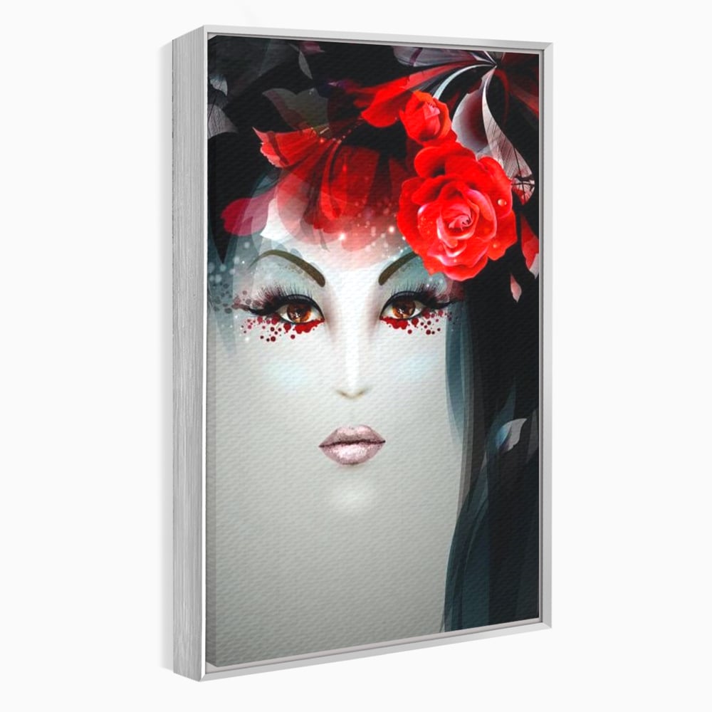 Tablou Canvas Premium LuxCanva® G1072, Taina Petalelor , Pictura, Trandafiri, Rosii, Mistic, Flori, Machiaj, Privire, Magie, Salon, Beauty, Living, Dormitor