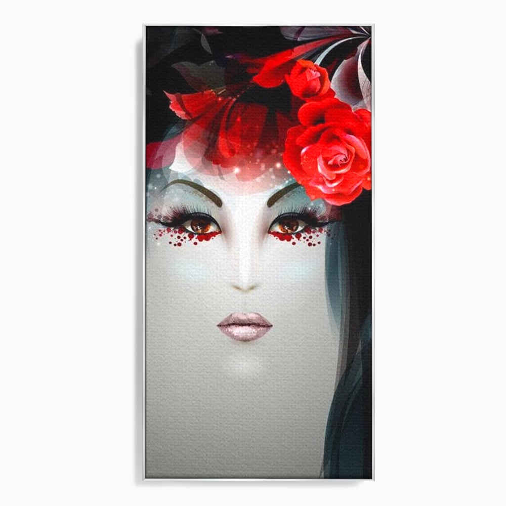 Tablou Canvas Premium LuxCanva® G1072, Taina Petalelor , Pictura, Trandafiri, Rosii, Mistic, Flori, Machiaj, Privire, Magie, Salon, Beauty, Living, Dormitor