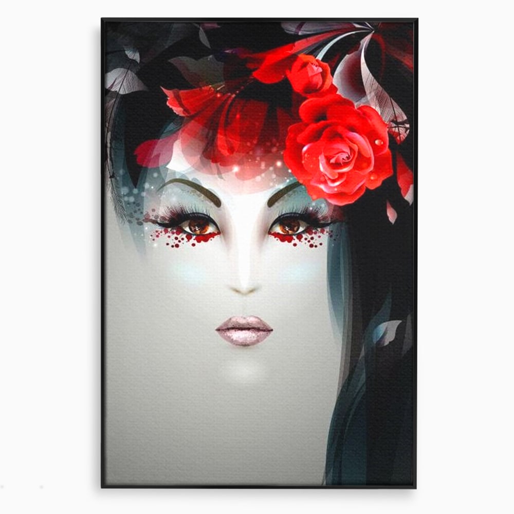 Tablou Canvas Premium LuxCanva® G1072, Taina Petalelor , Pictura, Trandafiri, Rosii, Mistic, Flori, Machiaj, Privire, Magie, Salon, Beauty, Living, Dormitor