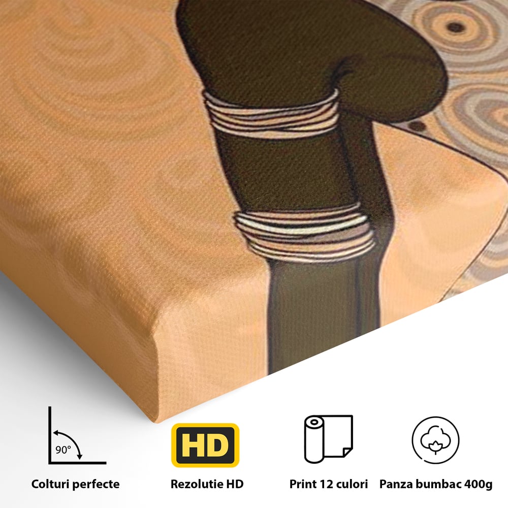 Tablou Canvas Premium, LuxCanva® G1074, Traditie si Modernitate, Africa, Continent, Feminitate, Exotic, Turban, Gratie, Soare, Bratari, Living, Dormitor