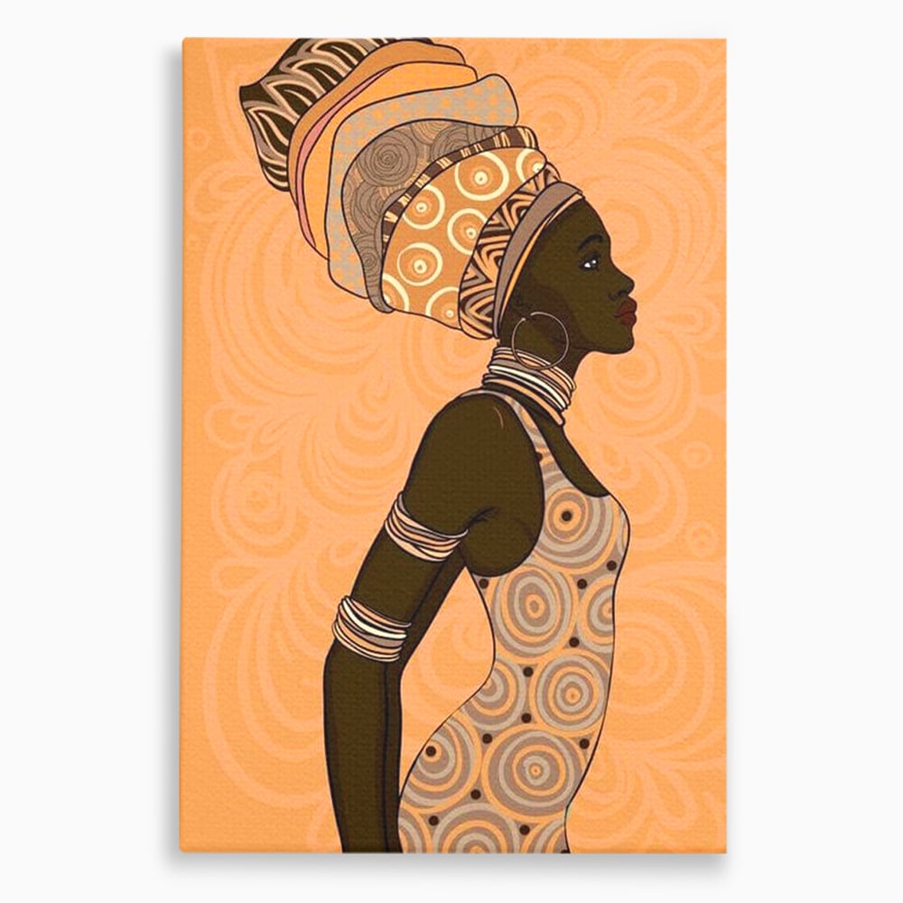 Tablou Canvas Premium, LuxCanva® G1074, Traditie si Modernitate, Africa, Continent, Feminitate, Exotic, Turban, Gratie, Soare, Bratari, Living, Dormitor