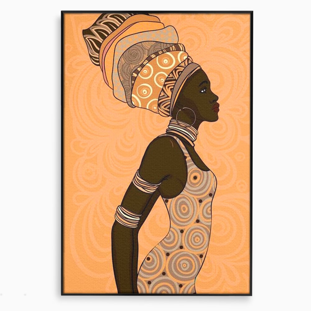 Tablou Canvas Premium, LuxCanva® G1074, Traditie si Modernitate, Africa, Continent, Feminitate, Exotic, Turban, Gratie, Soare, Bratari, Living, Dormitor