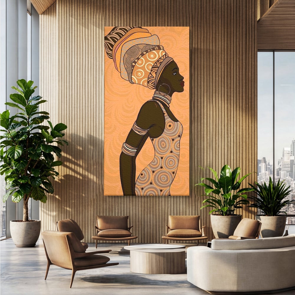 Tablou Canvas Premium, LuxCanva® G1074, Traditie si Modernitate, Africa, Continent, Feminitate, Exotic, Turban, Gratie, Soare, Bratari, Living, Dormitor