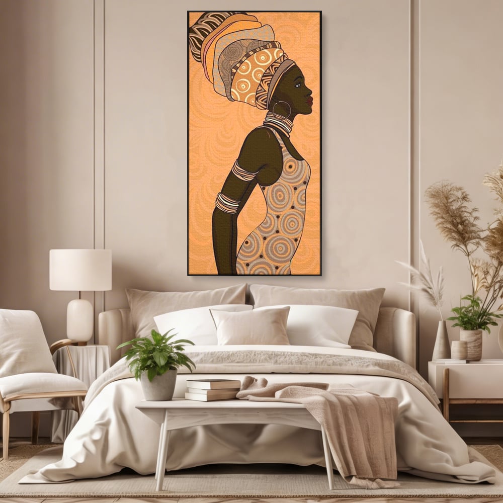 Tablou Canvas Premium, LuxCanva® G1074, Traditie si Modernitate, Africa, Continent, Feminitate, Exotic, Turban, Gratie, Soare, Bratari, Living, Dormitor