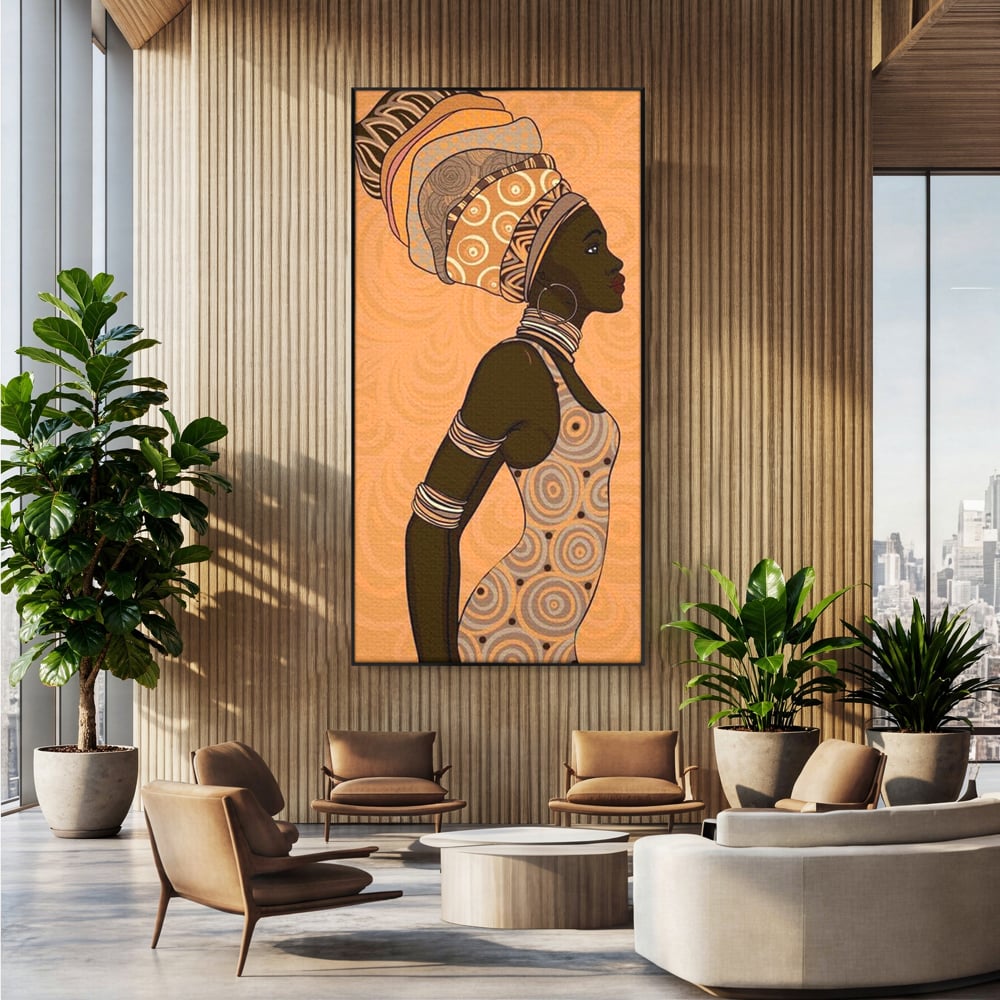 Tablou Canvas Premium, LuxCanva® G1074, Traditie si Modernitate, Africa, Continent, Feminitate, Exotic, Turban, Gratie, Soare, Bratari, Living, Dormitor